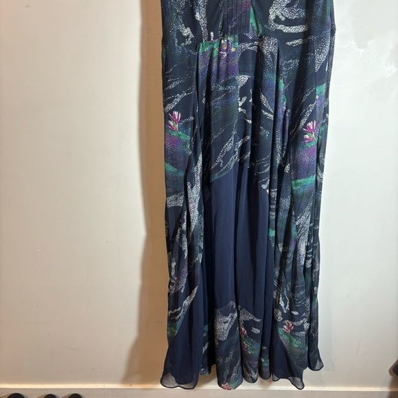 TIMO WEILAND Sz  8 Drop Waist Spaghetti Strap Sheer Skirt Panel Full Skirt Dress - Picture 3 of 10